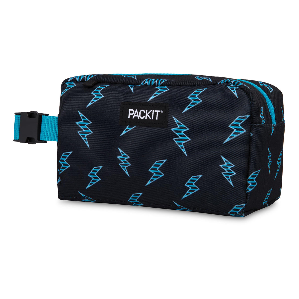 PackIt Snack Box buckle handle clips onto a backpack for easy cooling transport