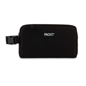 PackIt snack box in black, front view, ideal for on-the-go snacks.