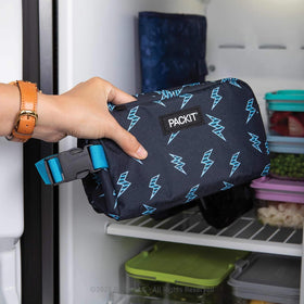 PackIt Snack Box buckle handle attached to tote for quick access