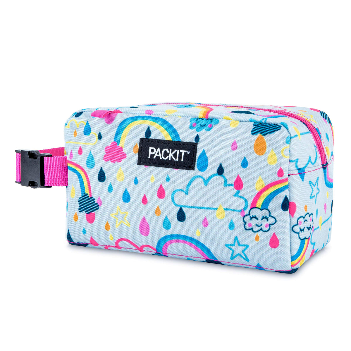 PackIt Snack Box Freezable Rainbow Sky folded for compact carry