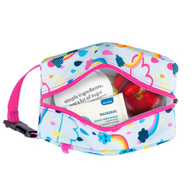 PackIt Snack Box Freezable Rainbow Sky keeps dairy, fruit, and drinks cool for hours