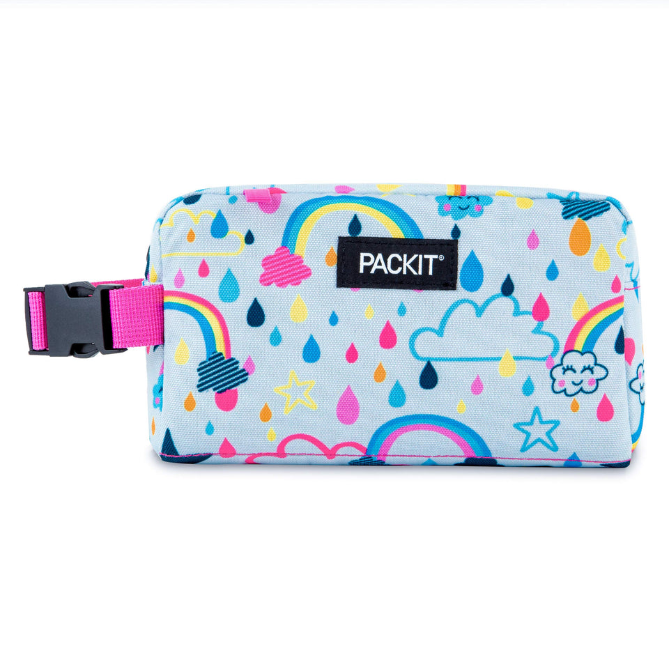 PackIt Snack Box Freezable Rainbow Sky open view keeps snacks cool on the go