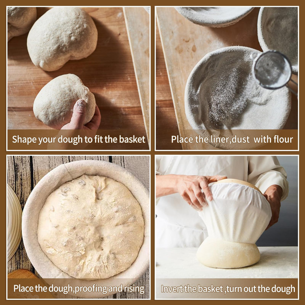 PADELE proofing basket accessory promotes dough release and shape retention.