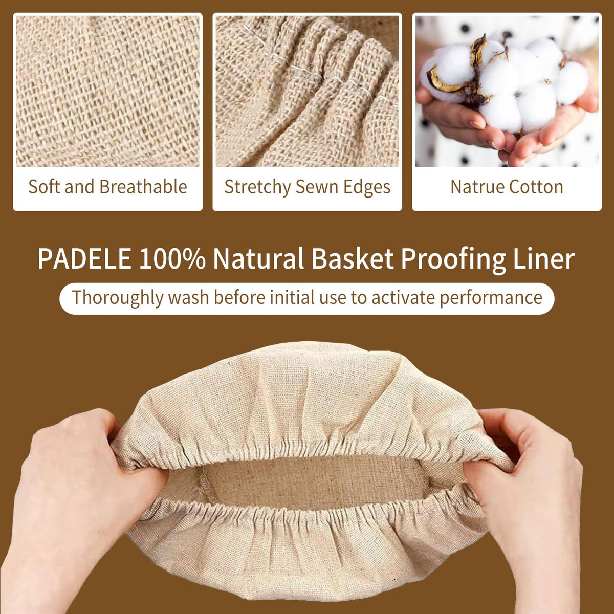PADELE flax-cotton proofing liner, reusable and easy to clean after proofing.