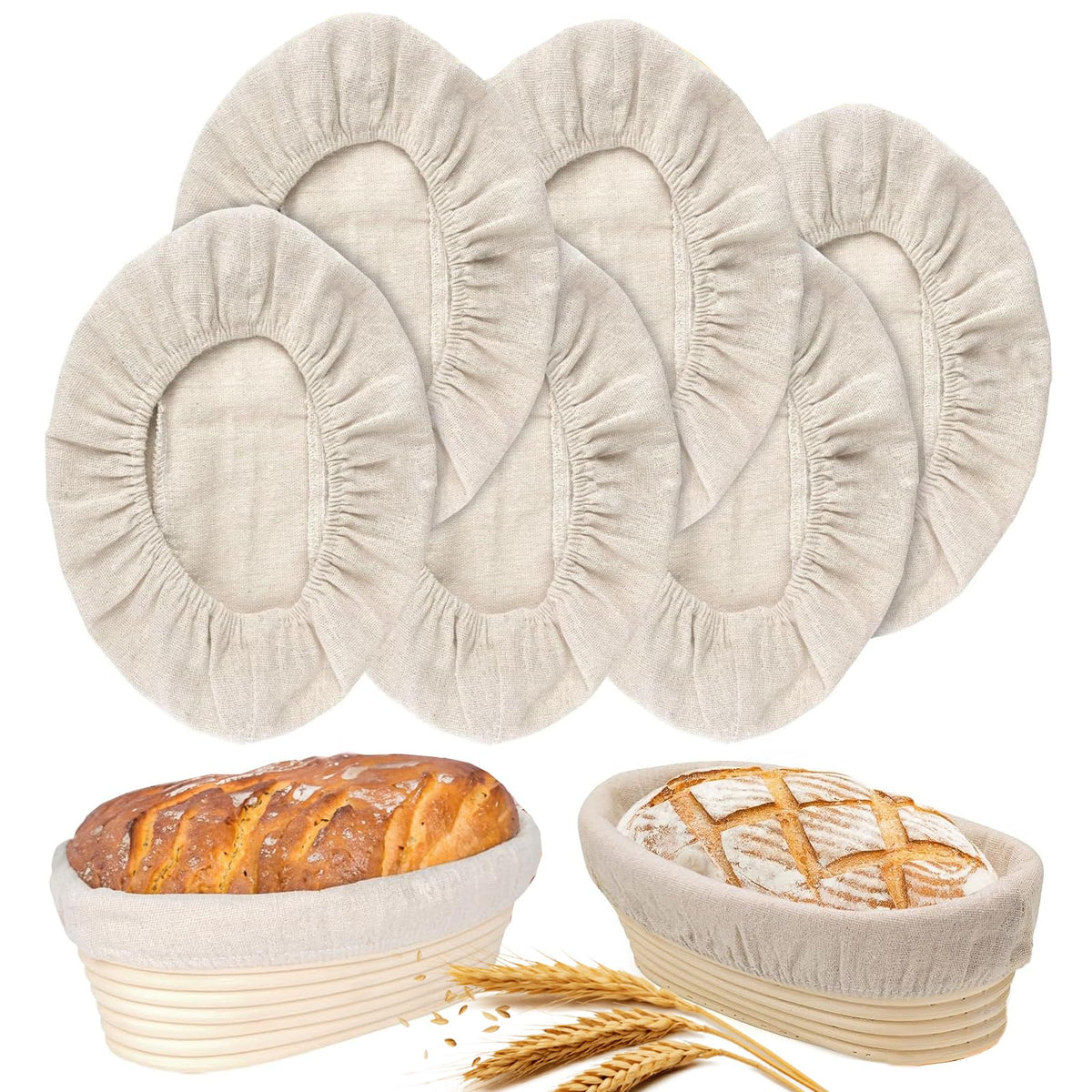 PADELE oval banneton liner 10-inch pack, breathable flax-linen for even dough proofing.