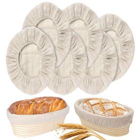PADELE oval banneton liner 10-inch pack, breathable flax-linen for even dough proofing.