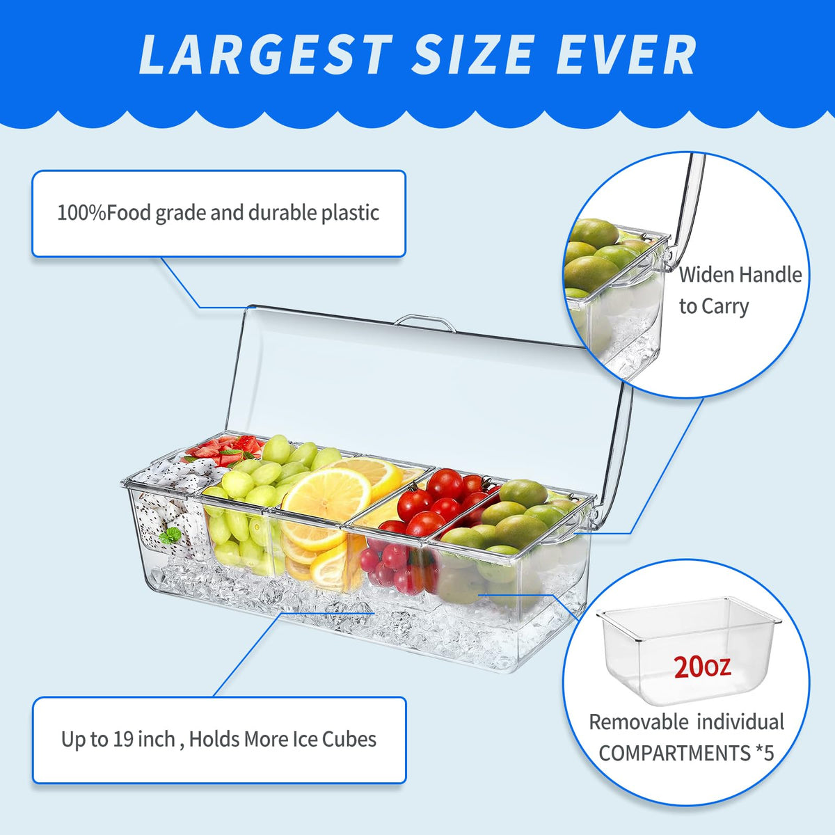 Padele BPA-free PS plastic offers clear visibility for quick identification of contents.