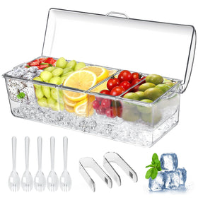 Padele large ice-chilled condiment caddy keeps toppings cool and accessible for parties.