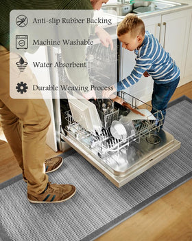 PADOOR 20x32 kitchen mat sits in front of the stove for comfort while cooking.