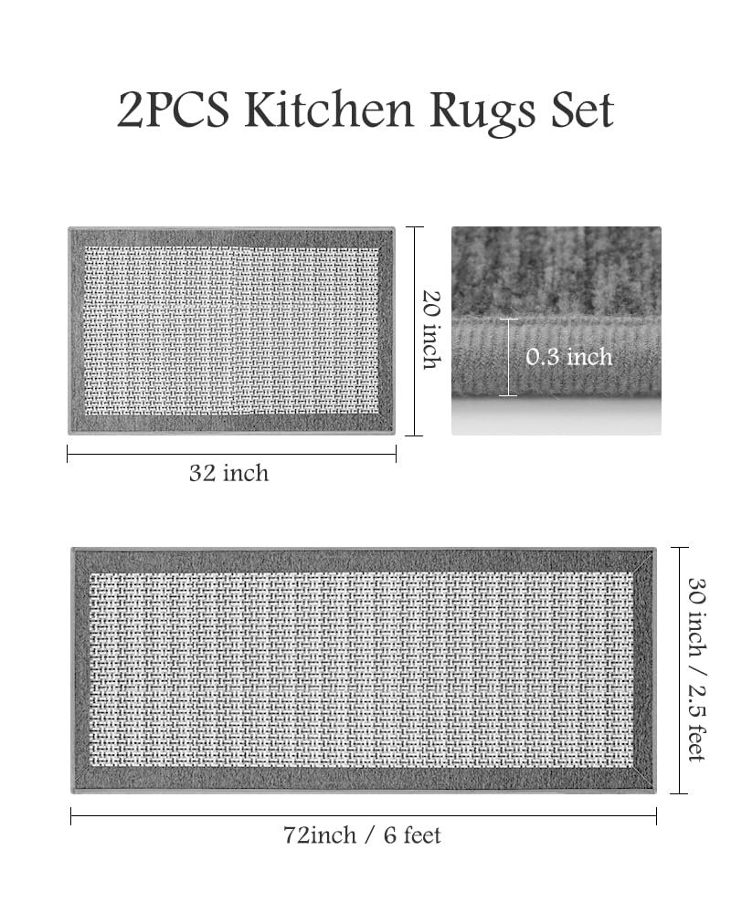 PADOOR extra-large grey kitchen runner defines tight spaces and adds warmth.