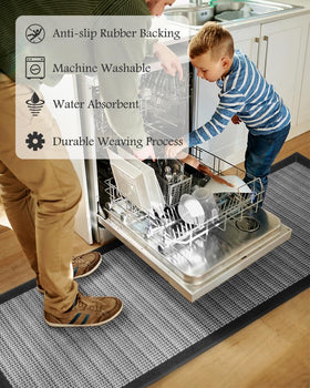 PADOOR flat-weave rug with non-slip backing protects floors and reduces slips.