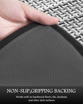 PADOOR kitchen mat close-up shows machine-washable material for easy cleaning.