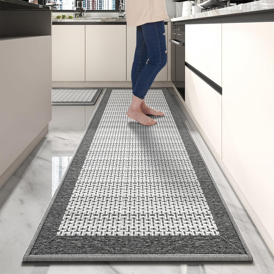 PADOOR non-slip kitchen rugs set in front of sink for safer footing.