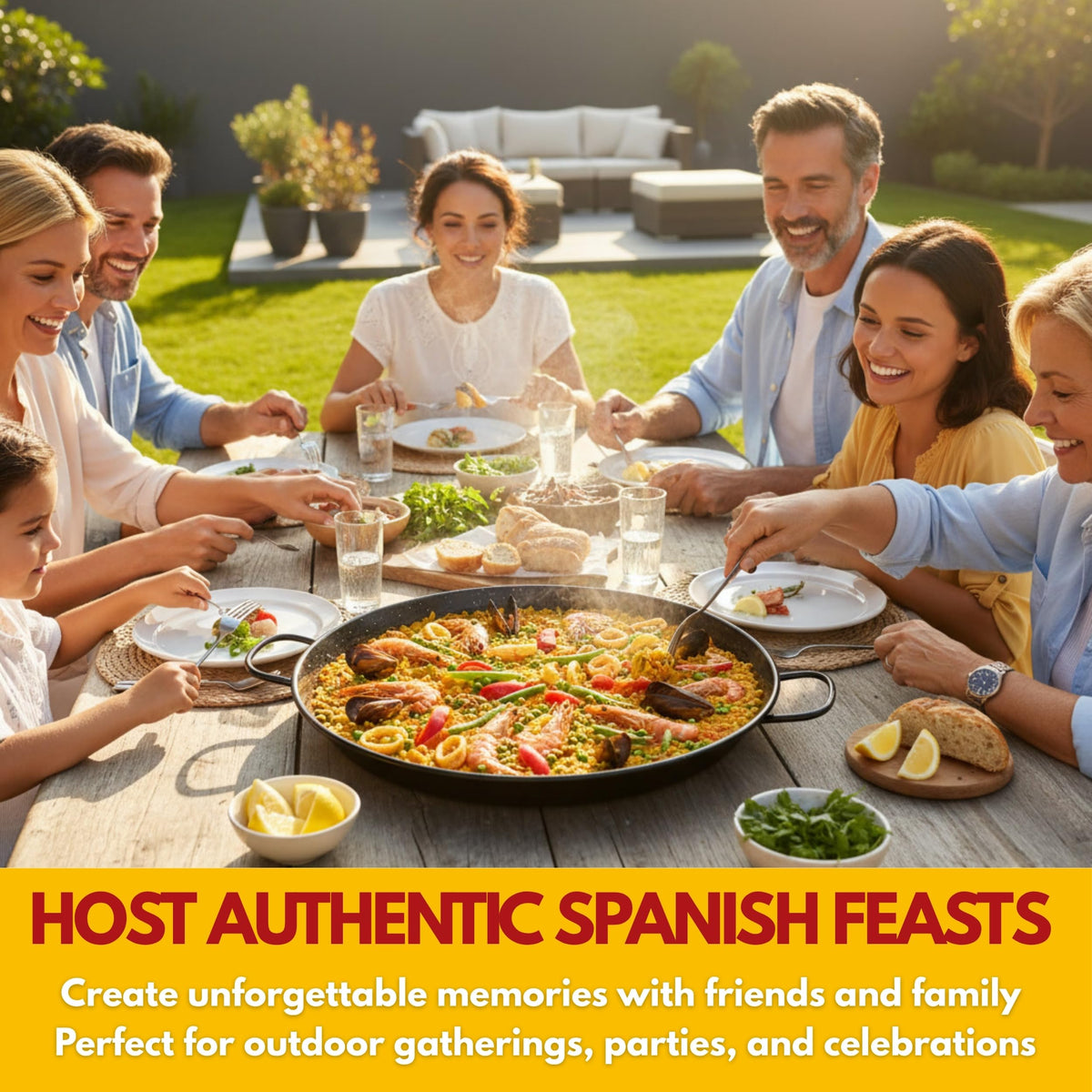 Paelluxe Paella Pan serving-size overview for five to six portions