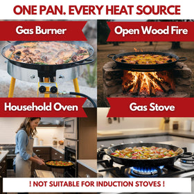 Paelluxe Pan on stovetop for versatile cooking