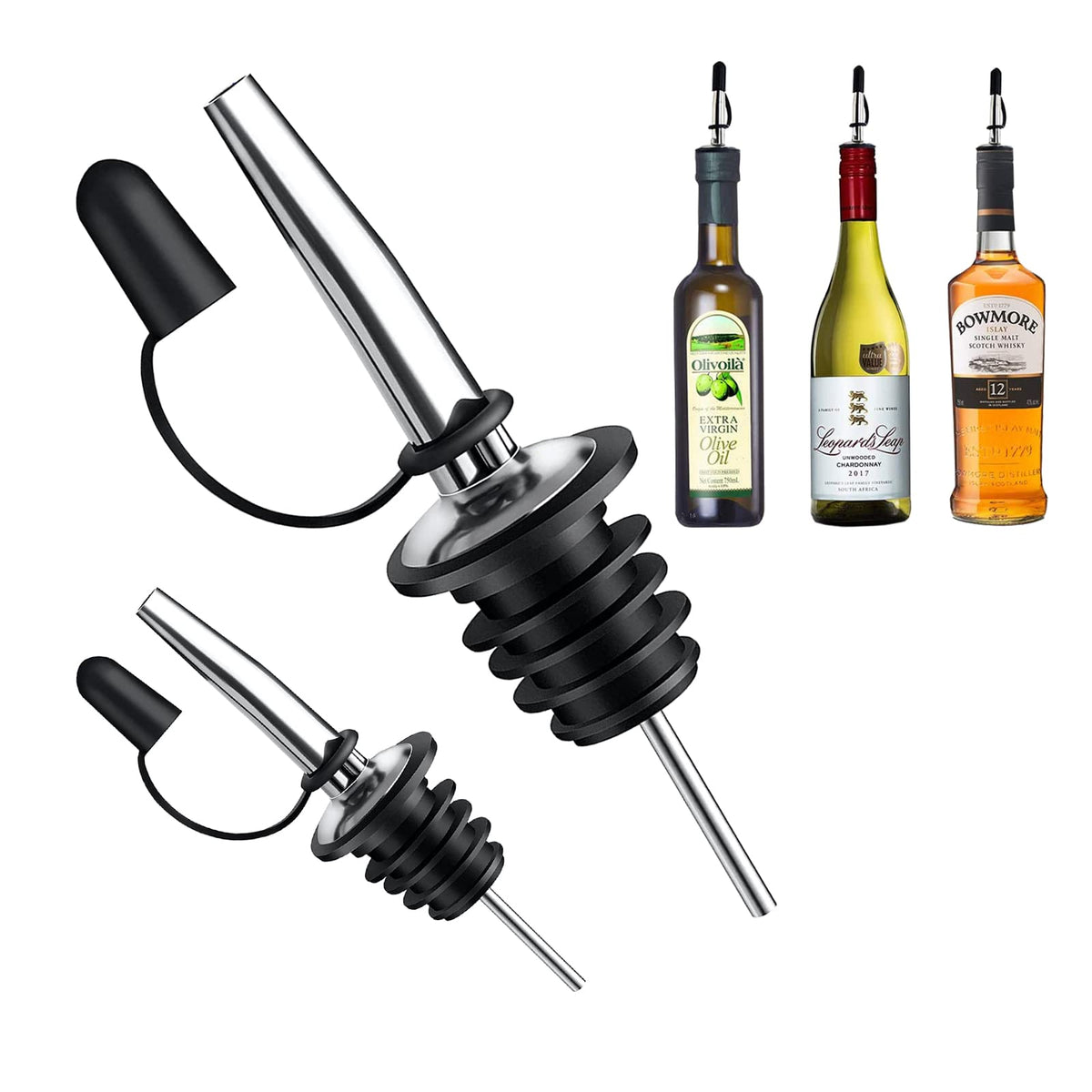 Pafusen tapered-spout pourers fit wide bottle mouths for versatile kitchen and bar use.