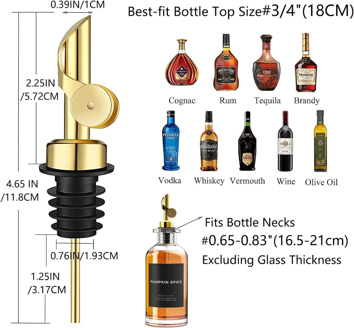 Pafusen universal-fit pour spout 0-83-inch ensures compatibility with many bottle necks.