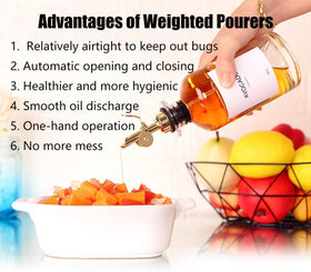 Pafusen weighted pour spout with metal cap for hygienic, dust-free bottle access.