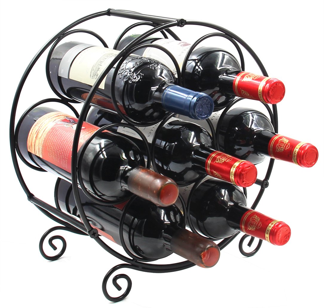PAG 7-Bottle Wine Rack front view shows sturdy metal construction for countertop organization.