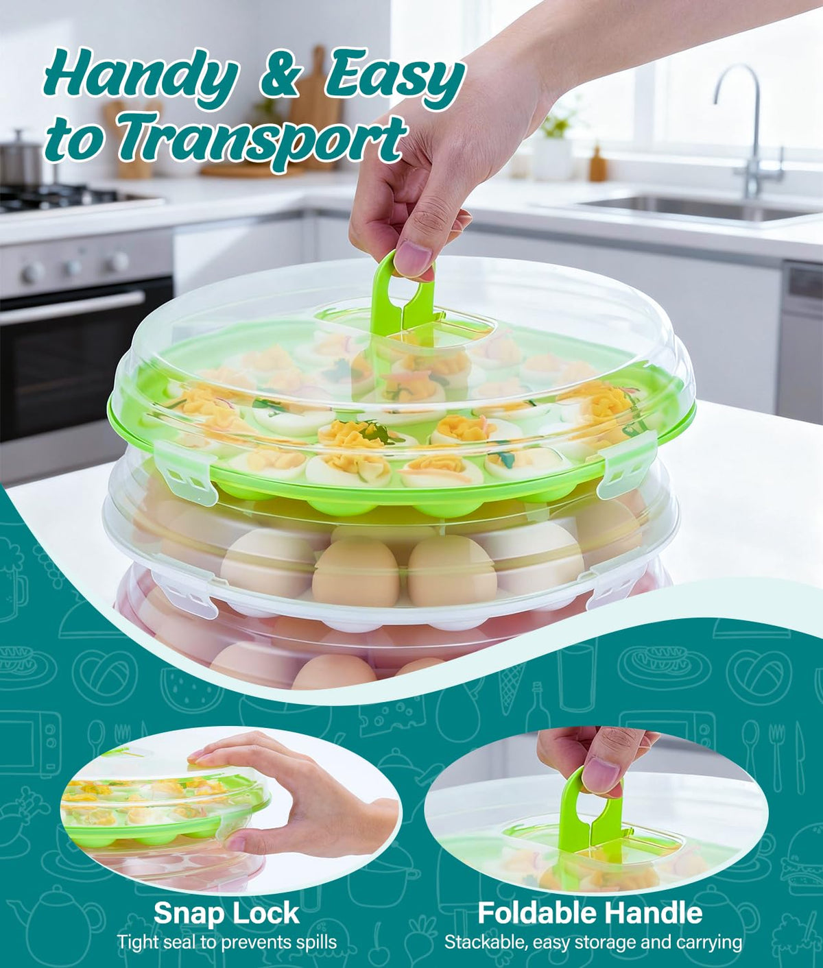 PAHTTO 66-slot egg carrier holds up to 66 eggs neatly.