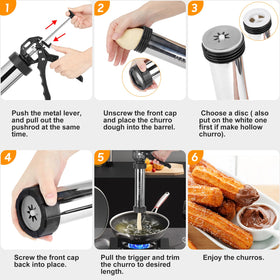 Hollow churro patterns for easy filling and dessert creativity.