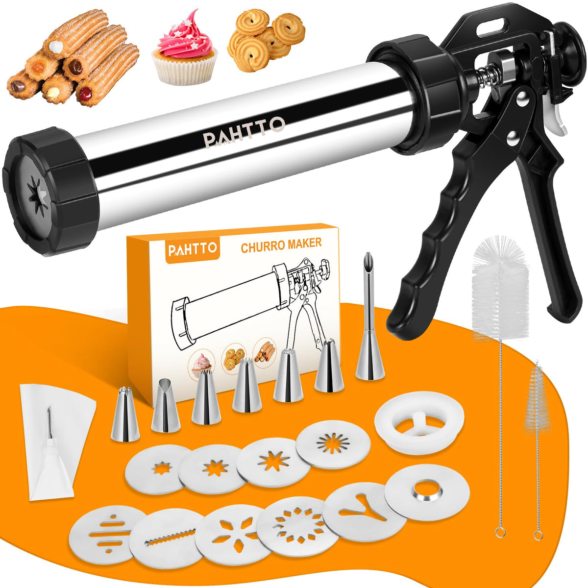 PAHTTO churro maker with stainless steel body for durability and hygienic use.