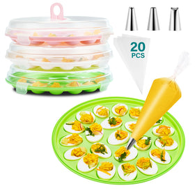 PAHTTO deviled egg container with lid keeps eggs secure during transport.
