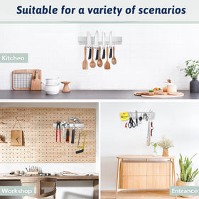 Pailexin wall-mounted bar keeps spoons and scissors within reach.