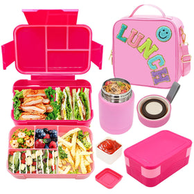 PainZieteg pink lunch box for girls with 10oz thermos, perfect for school lunches
