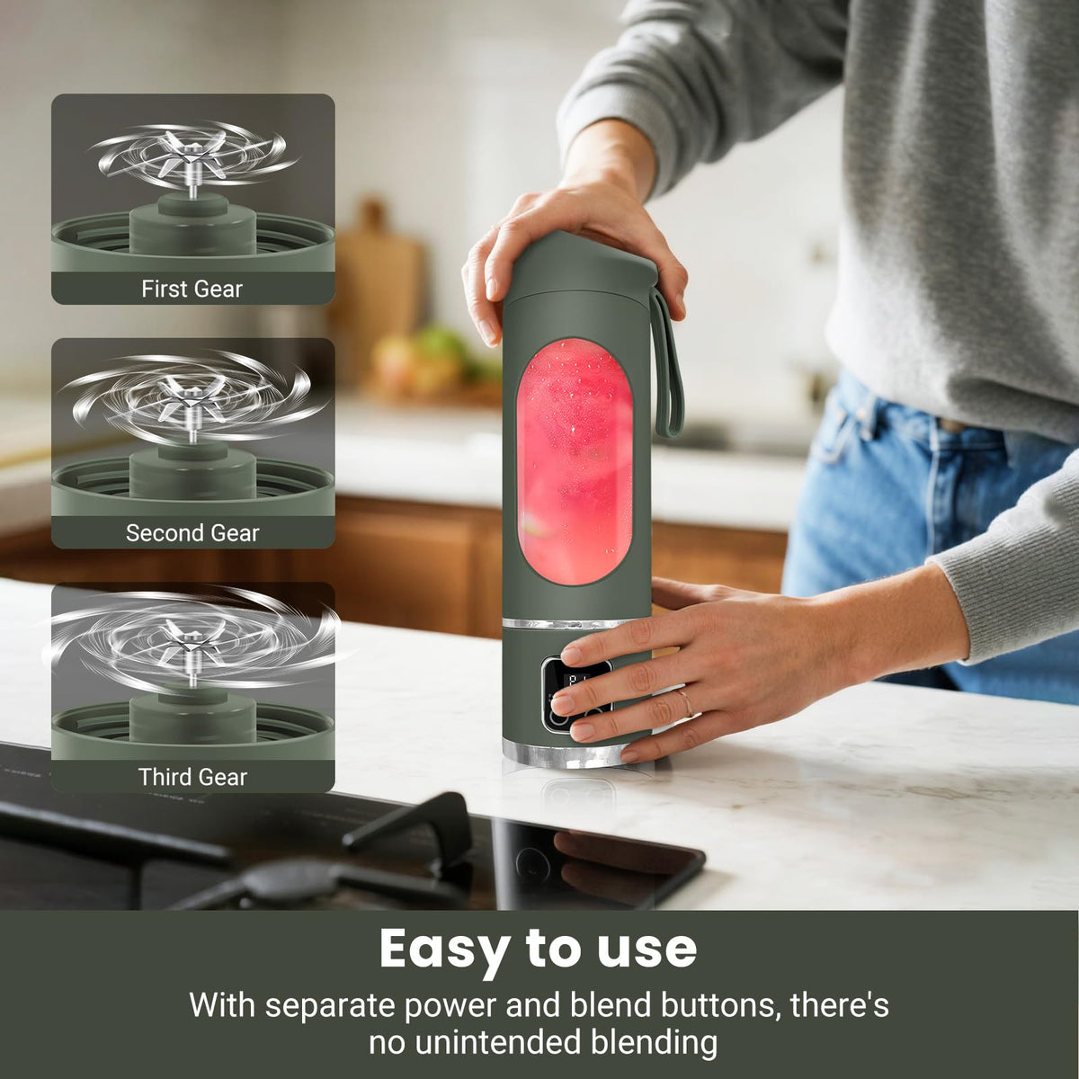 Pakay portable blender shows 1500mAh battery ready for quick blending sessions
