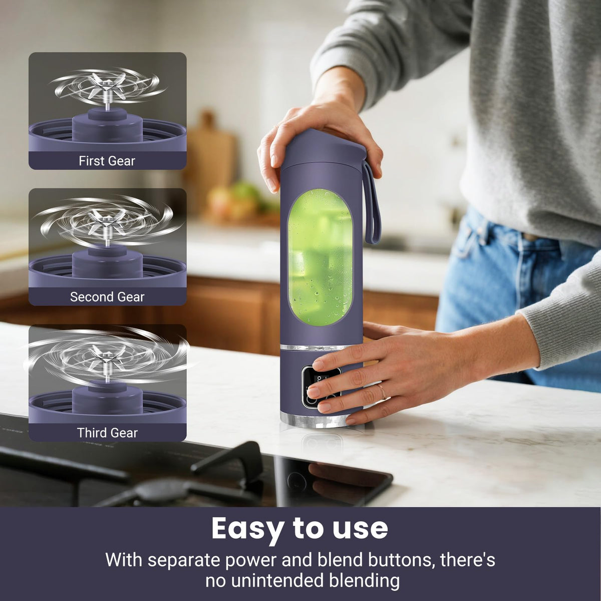 Pakay portable blender compact design fits easily in bags.