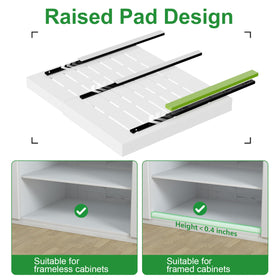 Adjustable width from 15 to 26 inches fits many cabinets