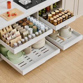 PAKETA expandable pull-out cabinet drawer in 21-inch depth for deep cabinet storage