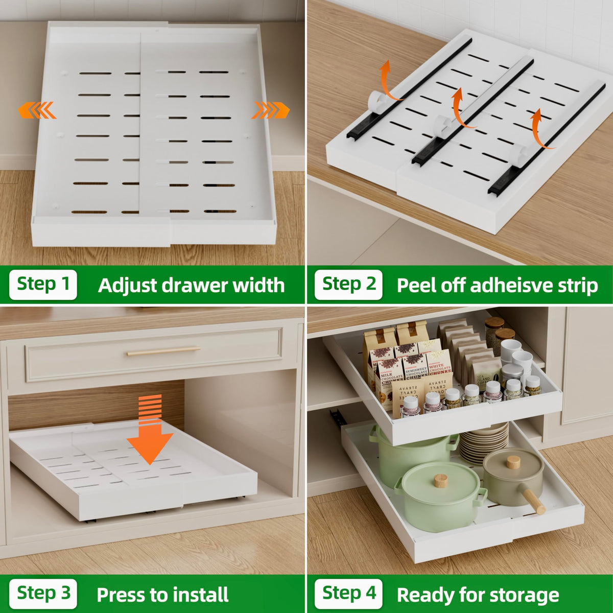 PAKETA kitchen pantry storage helps tidy utensils and jars.