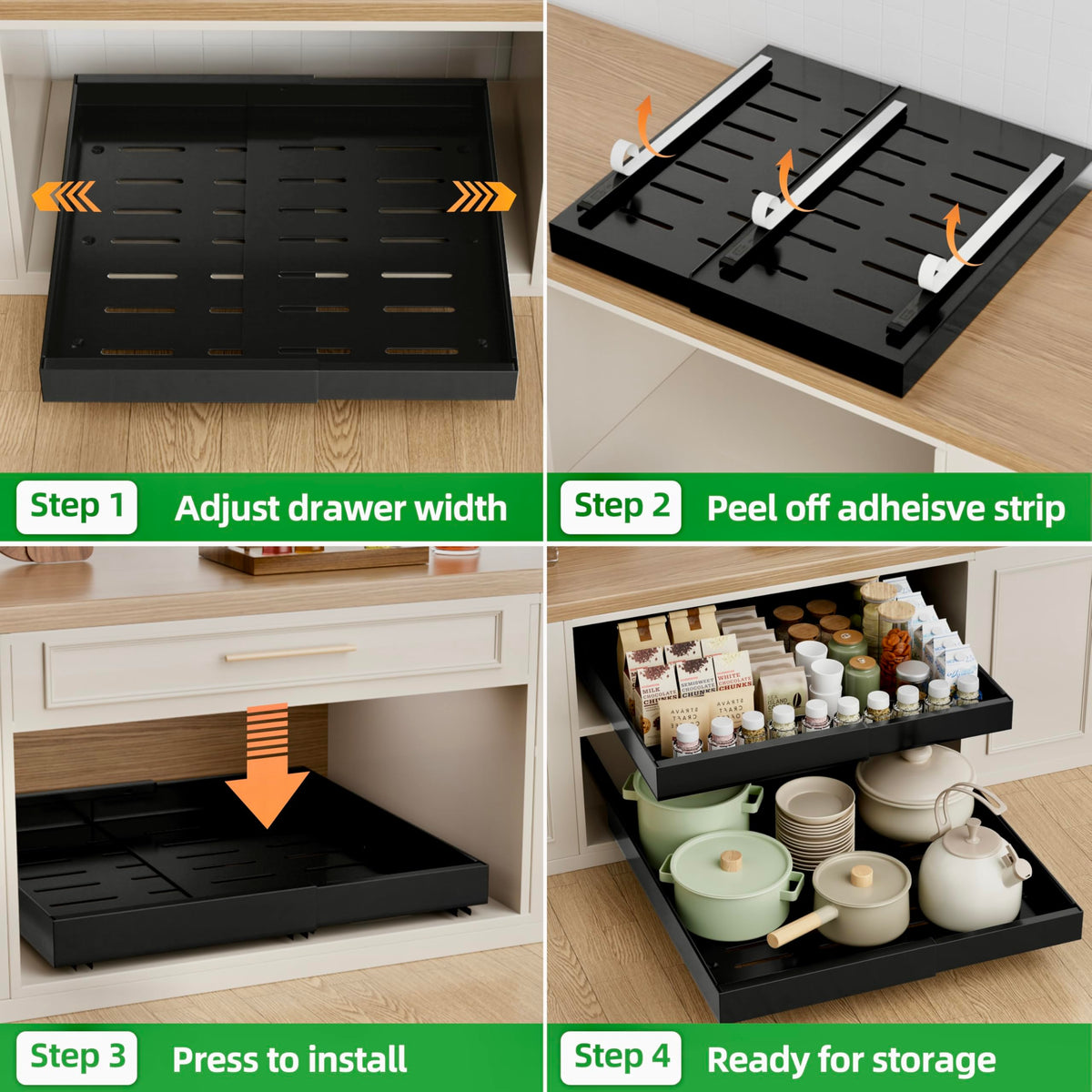 PAKETA pantry and kitchen setup shows clutter-free cabinet organization