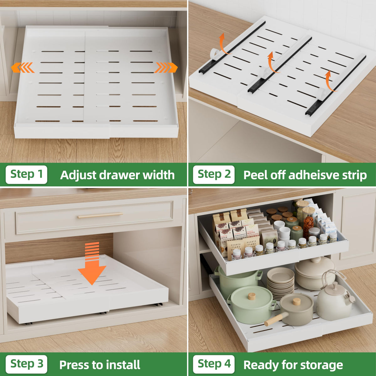 PAKETA versatile cabinet organizer suitable for pantry, kitchen, and more.