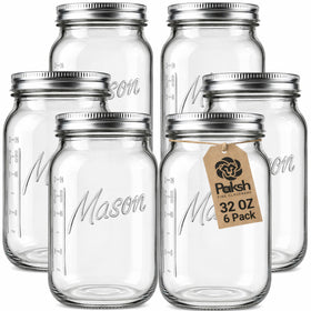 Paksh Novelty 32oz mason jar with wide mouth for easy filling and canning.