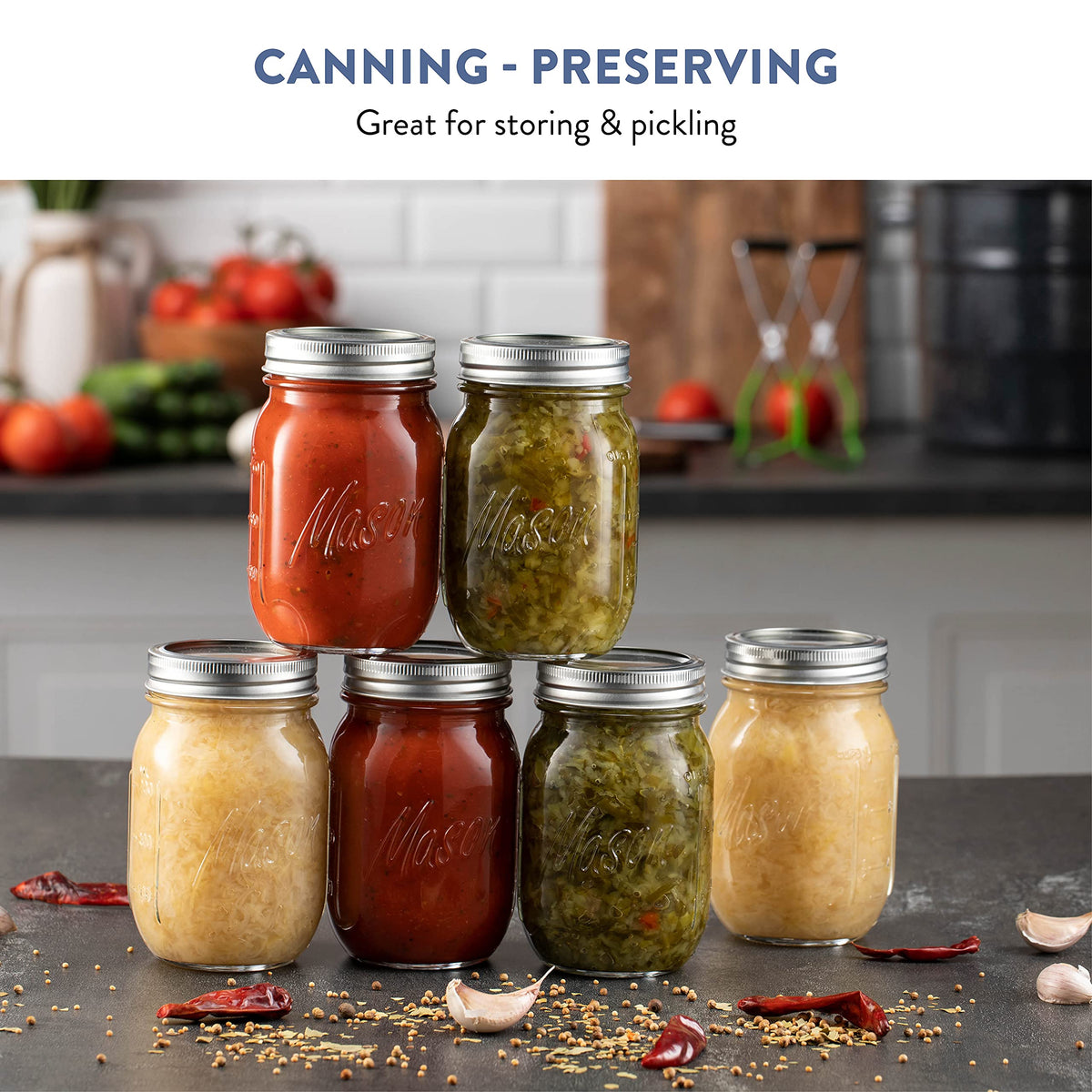Paksh Novelty mason jar set, six-pack for batch canning.