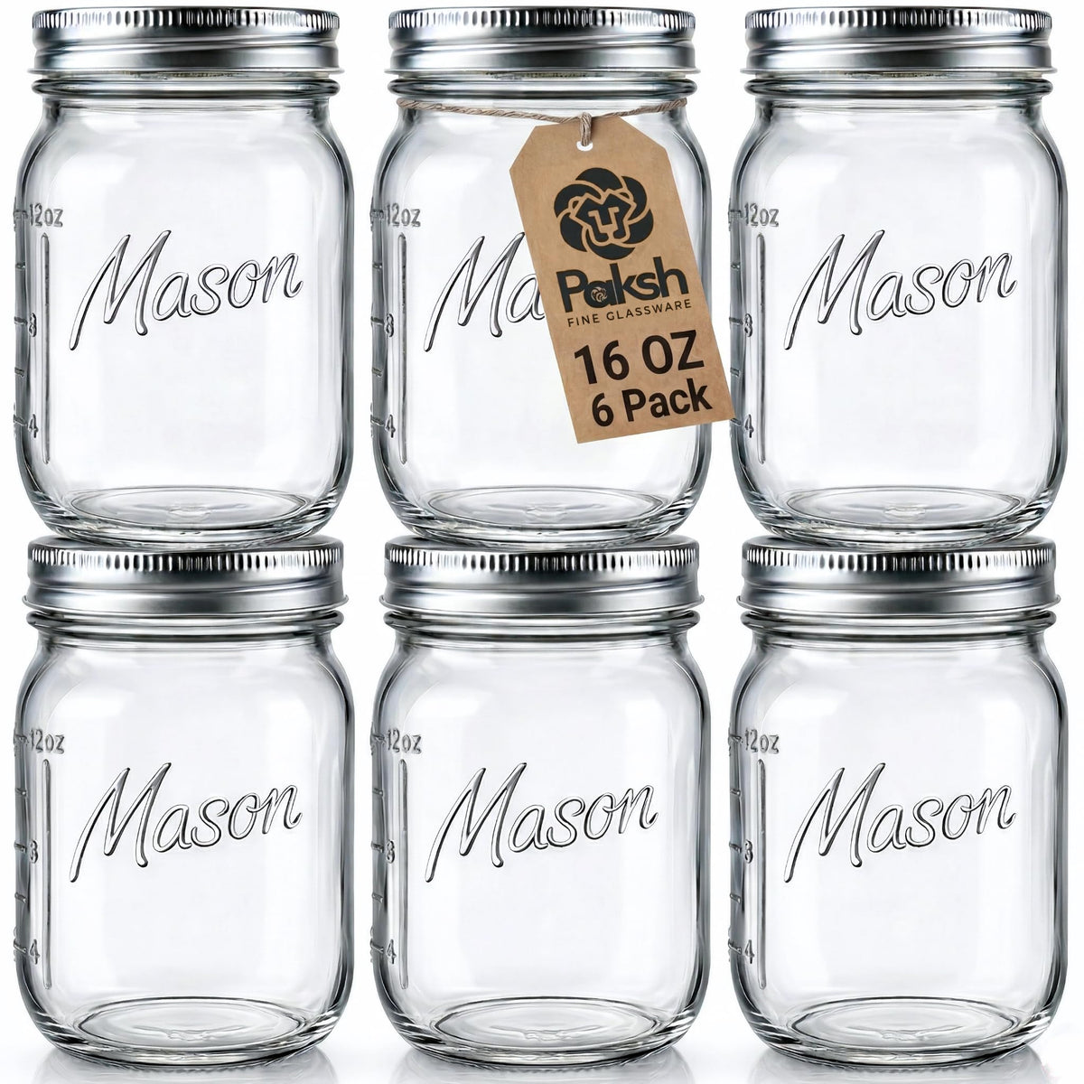 Paksh Novelty 16 oz regular-mouth jar with lid and seal band for airtight storage.