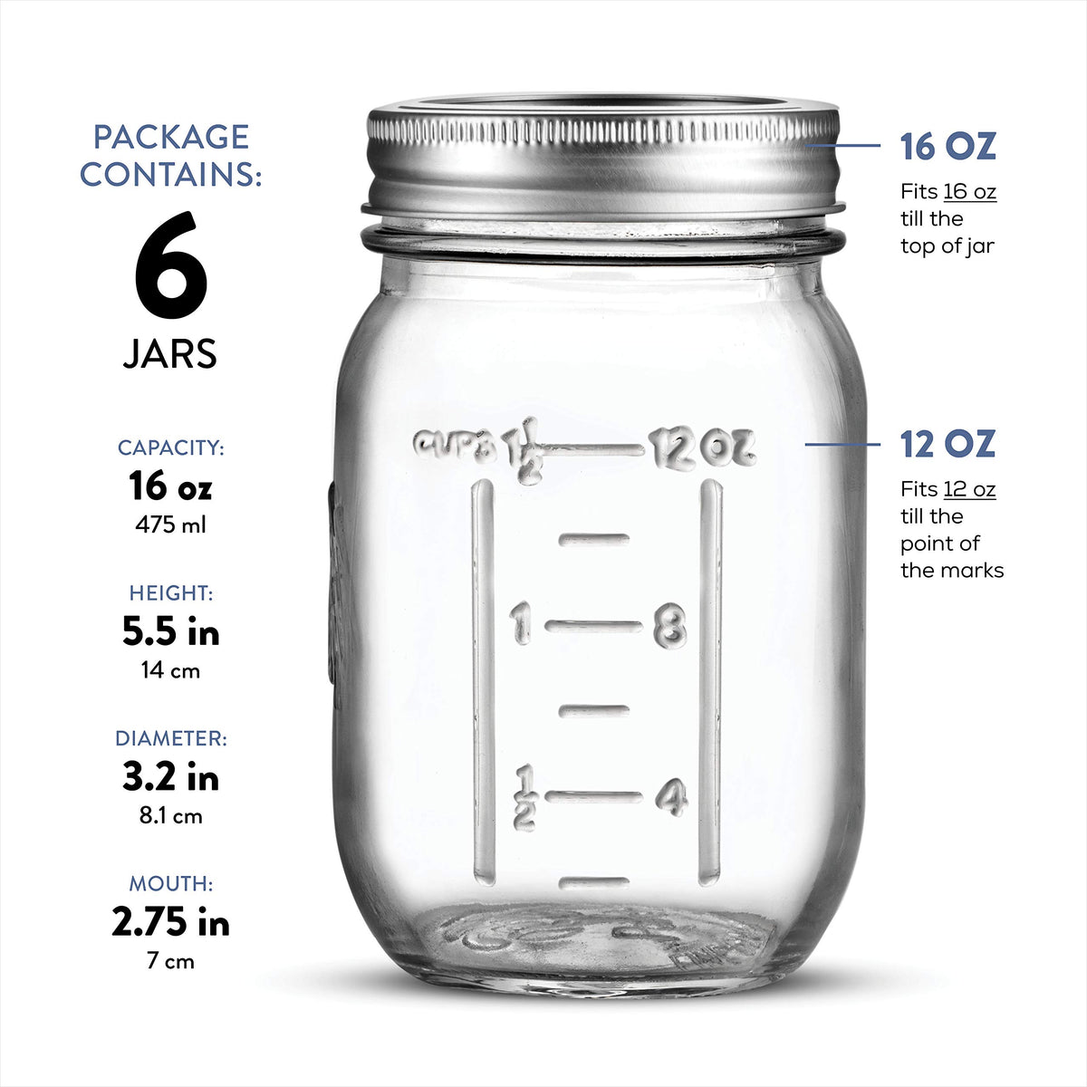 Paksh Novelty wide-mouth 16 oz jar offers easy filling and access.