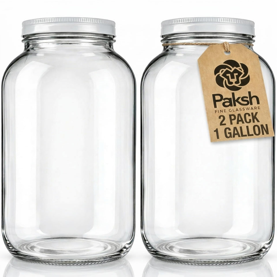 Paksh Novelty 1 gallon glass jar with lid for clear bulk storage.