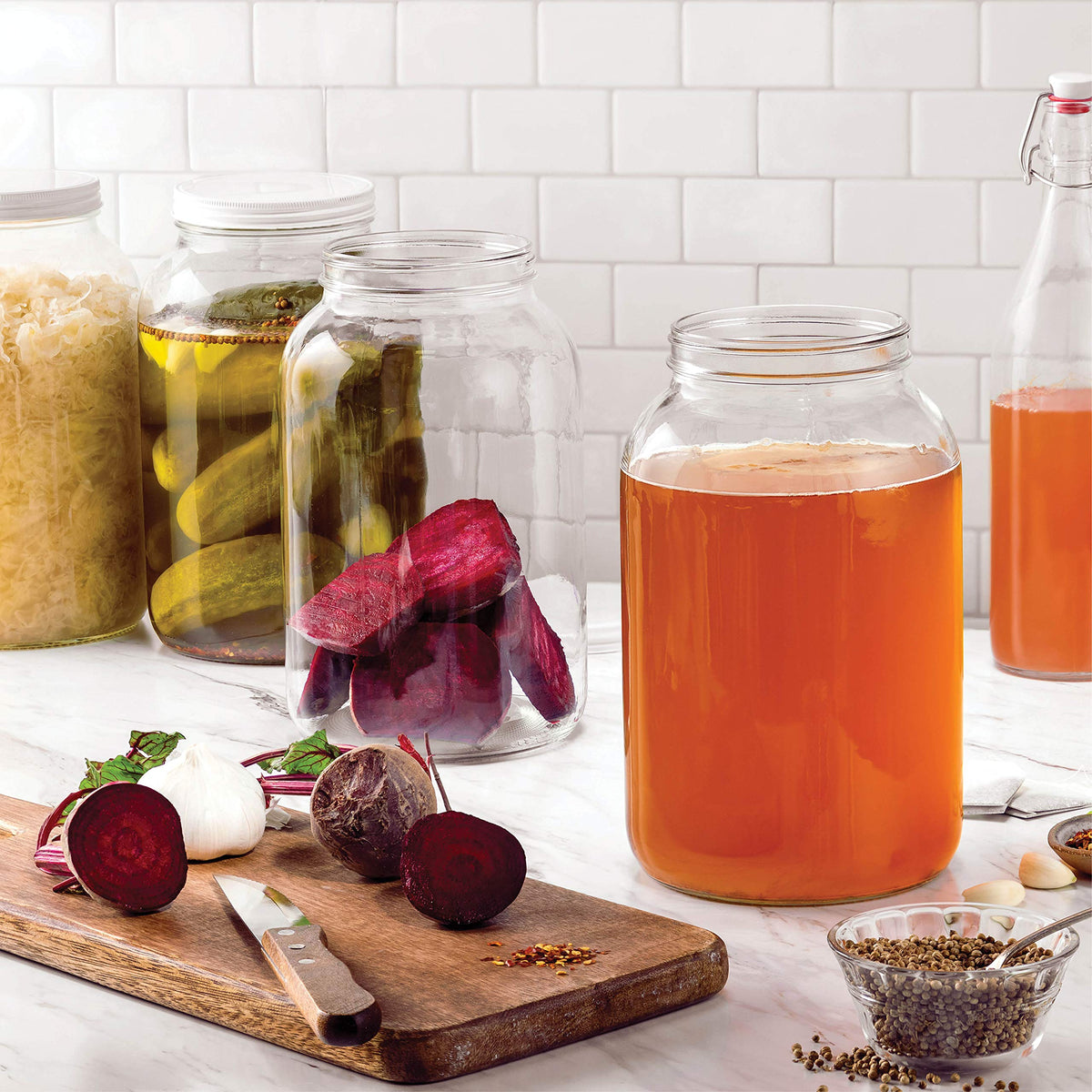 Paksh Novelty 2-pack glass jar setup with wide mouths for easy filling.