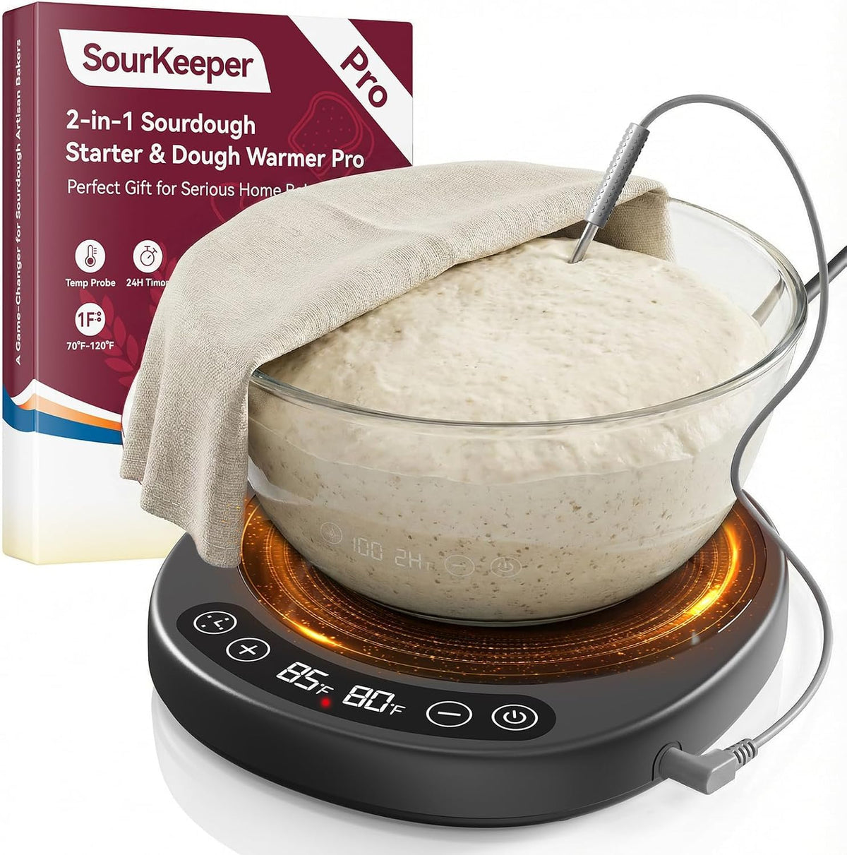 Pakusane SourKeeper heating base in action for precise dough warming