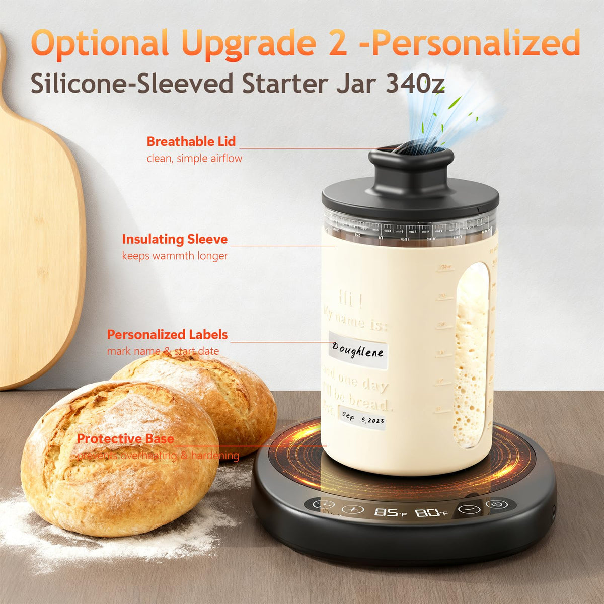 Pakusane SourKeeper adjustable probe supports mason jars and glass containers