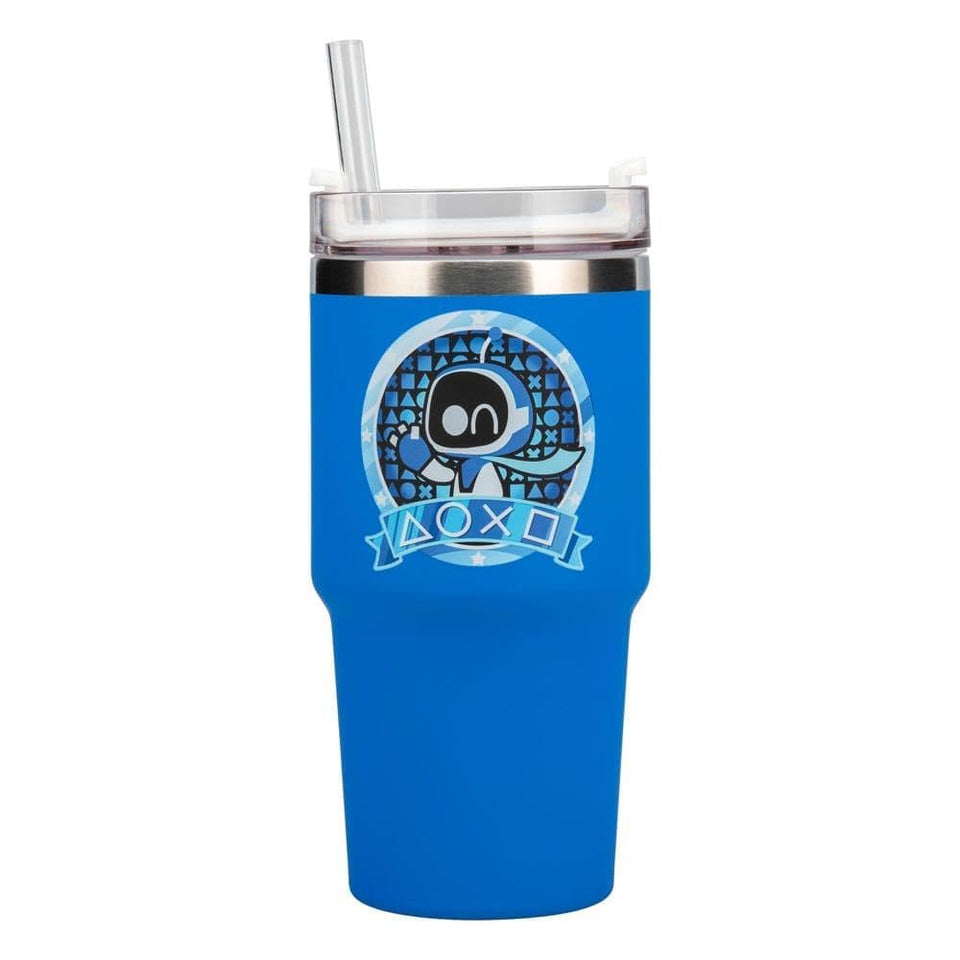 Paladone Astro Bot Gamer Cup blue front view for stylish on-the-go hydration.