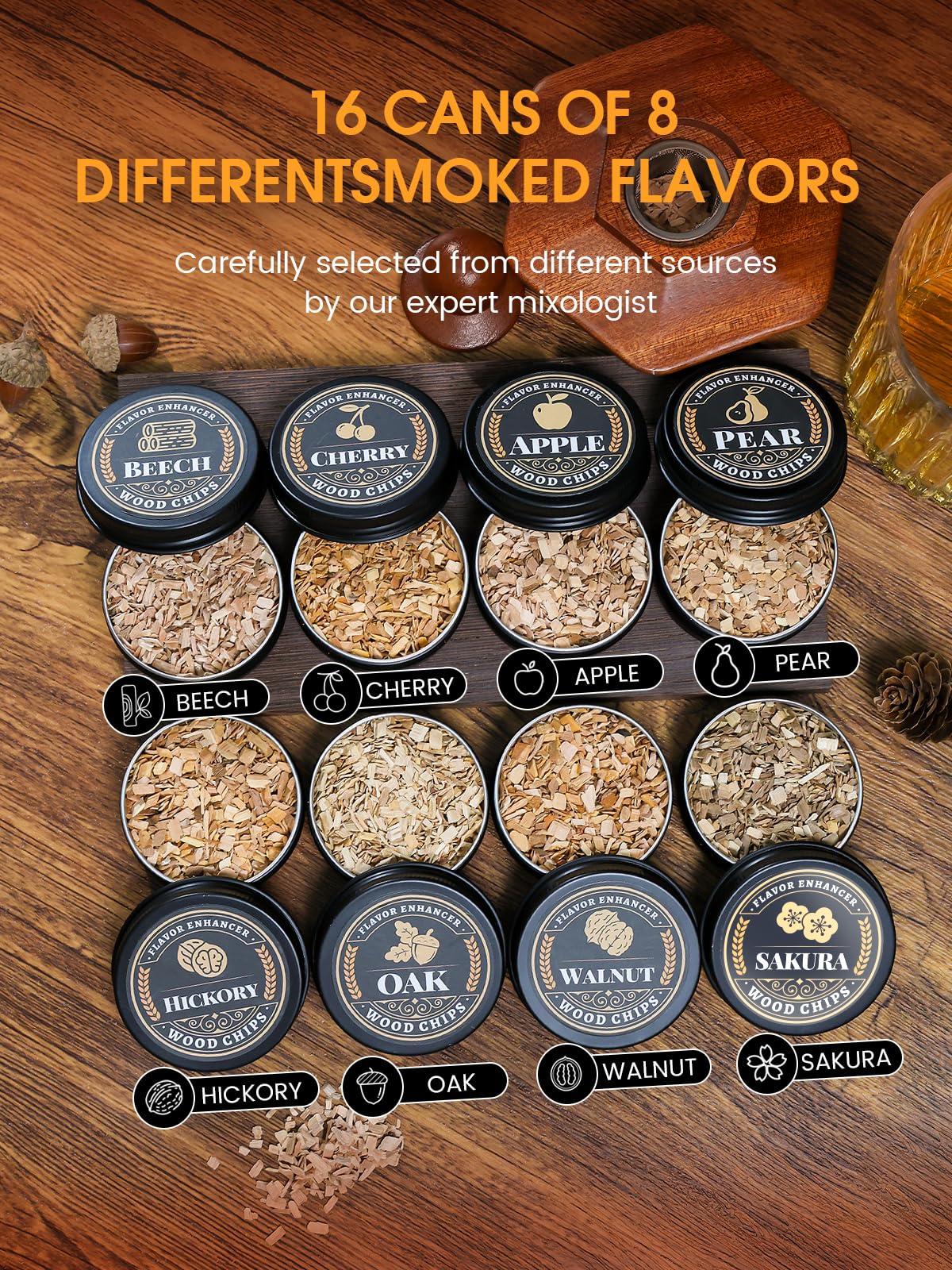 PALATO wooden smoker infusing cocktails with a subtle wood aroma