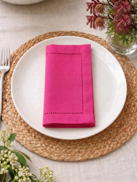 Palisa hemstitch detail napkins add refined texture to formal dinners.