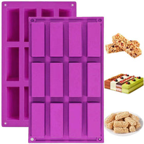 Palksky 2-pack 12-cavity rectangle silicone molds with easy release for precise bars.