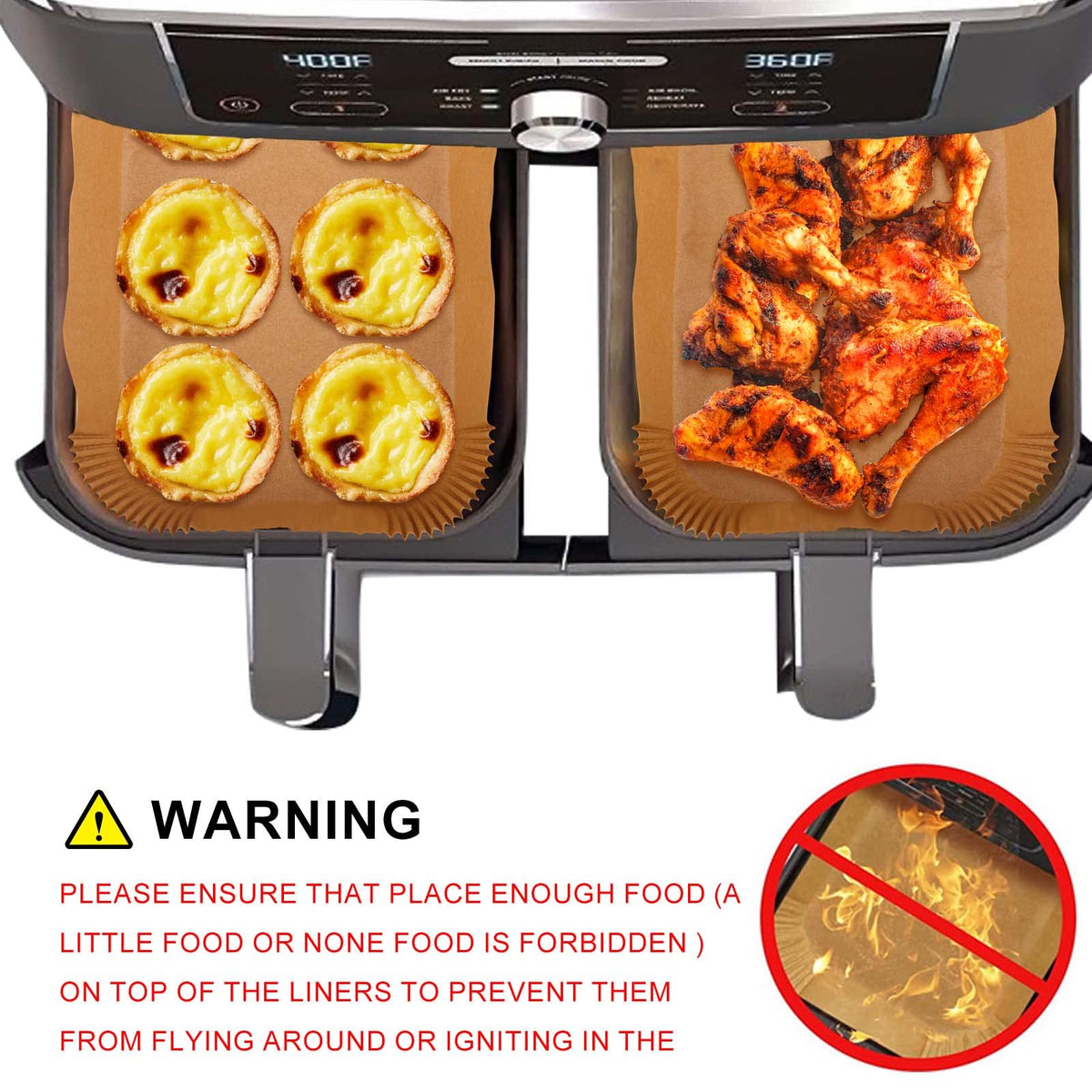 Palksky air fryer paper silicone-coated close-up emphasizes non-stick surface and safe lifting