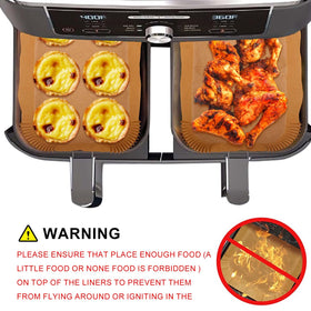 Palksky air fryer paper silicone-coated close-up emphasizes non-stick surface and safe lifting